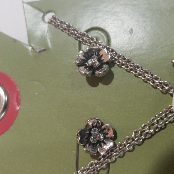 Silver Tone Heart Bird Charm Necklace & Flower Stud Earrings, Women’s Jewelry - Picture 5 of 8